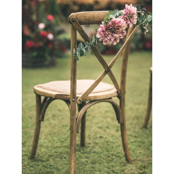 Garden Chair Hotel Outdoor Wood Dining Crossback Chair for Wedding Party Banquet Events