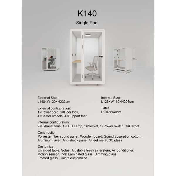 Acoustic Work Pods Soundproof Affordable Office Phone Booth For Online Meetings