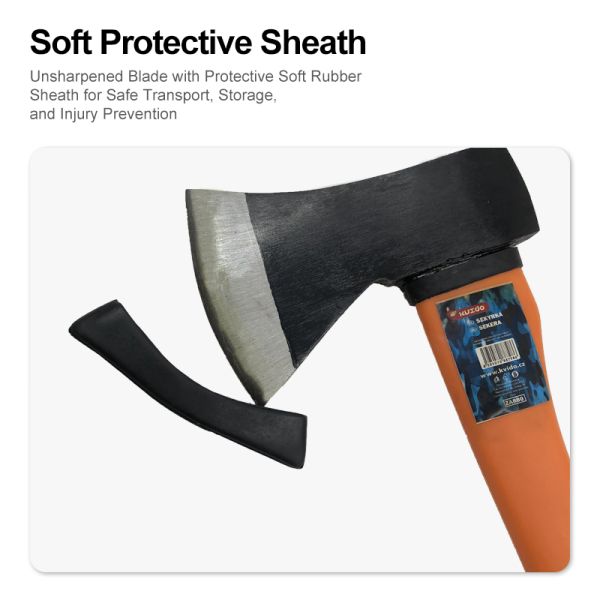 38*15*3cm Fiber Handle Fire Axe 0.93kg High Carbon Steel Anti-Slip Rubber Emergency Rescue Hand Axe for Fire Safety Escape