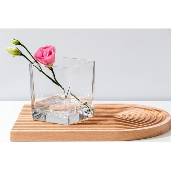 4x4 Inch Pressed Decorative Square Glass Vases Crystal Clear Glass Centerpiece