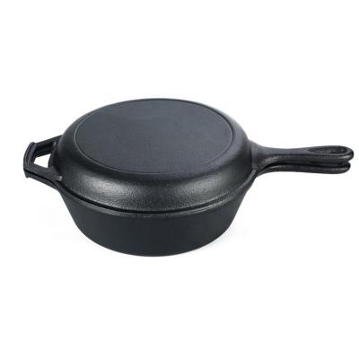 frigideira Pan Casserole 2 do ferro fundido 3.2Quart em 1 para acampar e cozinhar exterior