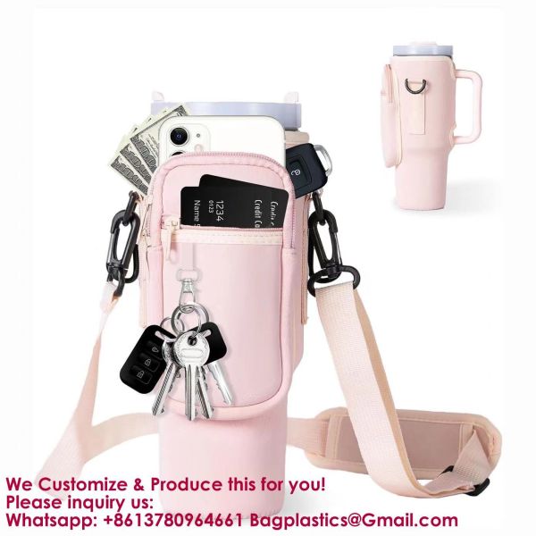 Water Bottle Carrier Bag Holder 40 Oz Tumbler Cup Accessories Neoprene Pouch Sleeve With Adjustable Crossbody Strap
