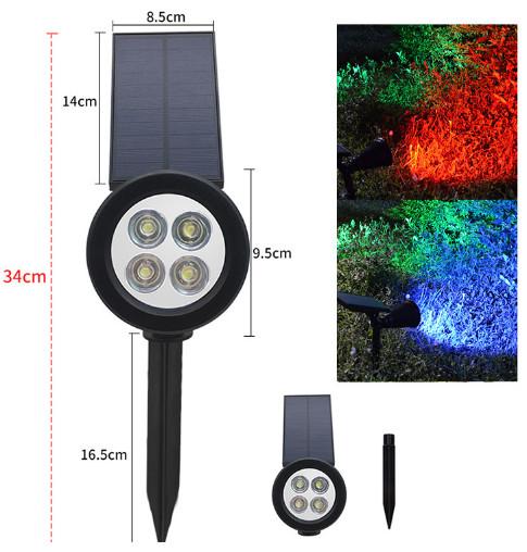 Solar Lights 2-in-1 Solar Powered 4 LED Adjustable Spotlight Wall Light Landscape Light Bright & Dark Sensing