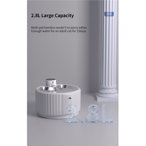 2.8L Intelligent Pet Water Dispenser for Cats and Dogs Smart Automatic Cat Fountain and Drinking Bowl Charge Power Source