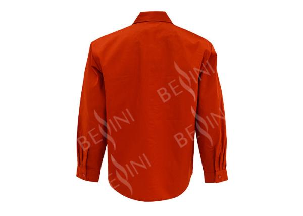 Men's 65%Polyester 35%Cotton Twill Orange Work Shirt Long Sleeve