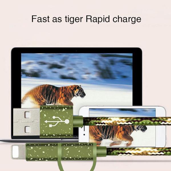 Camouflage Color USB Charging Cable Aluminum Housing Support Charge And Sync