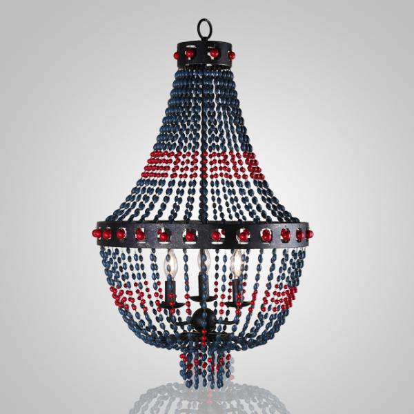 Blue aged wood beaded chandelier for home decoration（WH-CI-18)