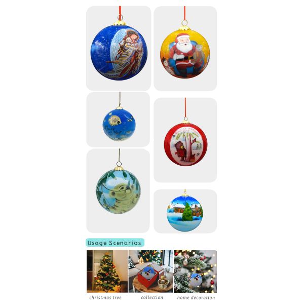 Chinese Hand-painted  Inside Painted Glass  Christmas Ball for Christmas Tree Decor