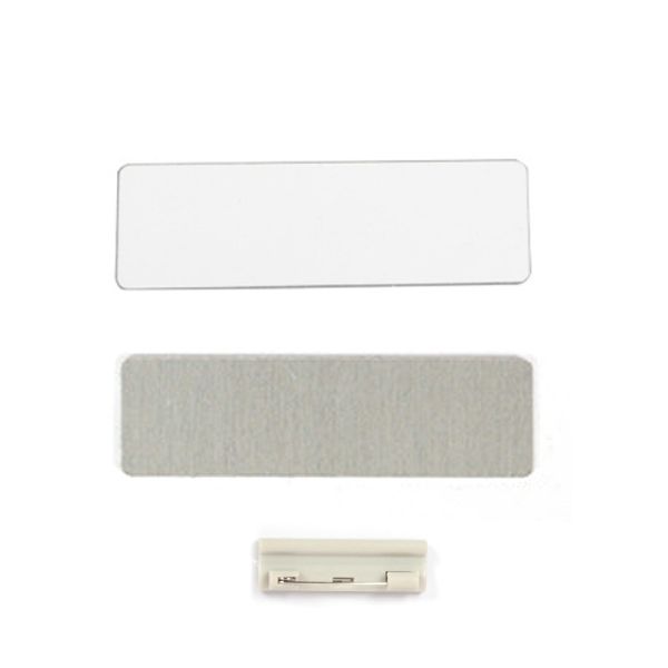 Coated Sublimation Aluminum Name Tag Custom Print Name Badge Pin Clips