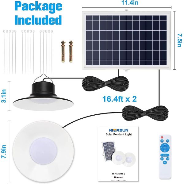 Smart Dimming | IP65 Waterproof | Solar Pendant Light | Villa Courtyard Outdoor Lighting