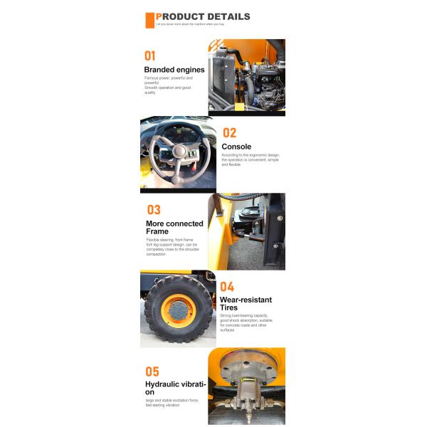 120 КН возбуждающая сила тандемный вибрационный роликовый компрессор для точного уплотнения асфальта