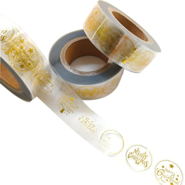 Custom Clear Christmas Gift Labels Stickers Round Transparent Sticker Self-Adhesive Cup Food Labels