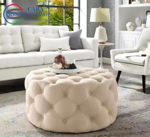 BB2007 Factory Direct Sale Modern Luxury Pink Round Fabric Bed Bench Wholesale Ottoman Fabric