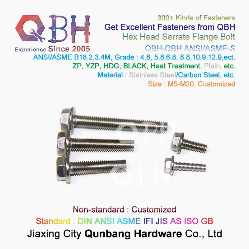 ANSI Hexagonal Flanged Bolt Stainless Steel 304 With Serration