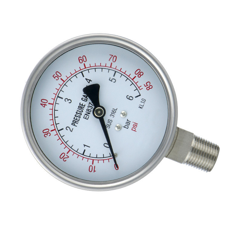 Precision 1.6%.2.5% Radial Manometer 304 Stainless Steel Pressure Gauge for Industrial