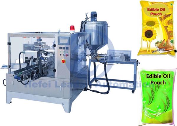 Edible Oil Premade Bag Packing Machine 10-50 Bags / min With Liquid Dosing System