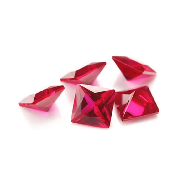 Princess Square Cut Synthetic Ruby 5# Corundum Loose Gemstone Moissanite For Engagement Rings