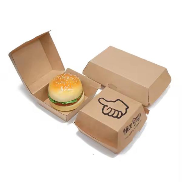 Boîte à hamburgers Kraft recyclable écologique personnalisée avec impression en relief et revêtement approuvé par la FDA