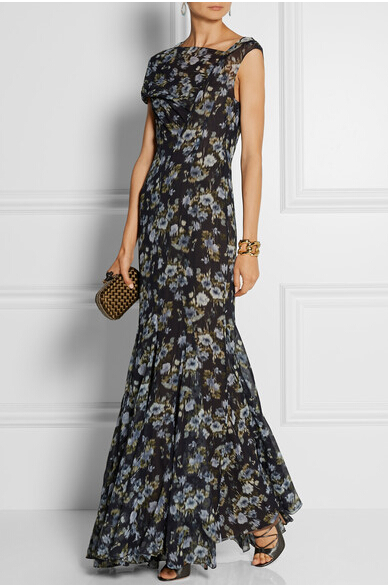 Ladies Women Chiffon Printed Evening Dress