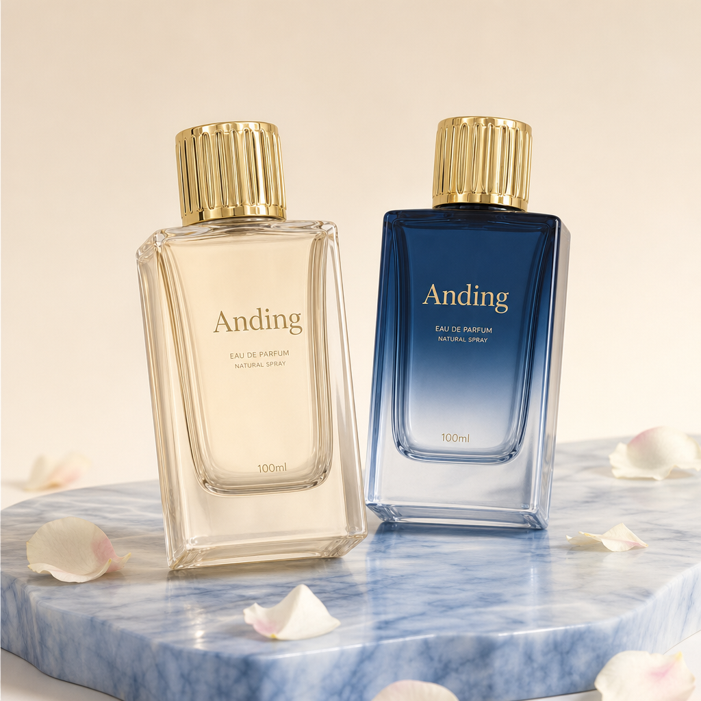 Anding Stock Wholesale Bulk Custom logo Rectangle Frosted Gradient Luxury Empty Perfume Bottle 100ml