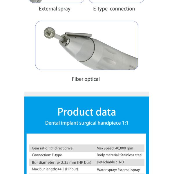 Прочный прямой носовой обтекатель Handpiece, оптическое волокно Handpiece нержавеющей стали зубоврачебное