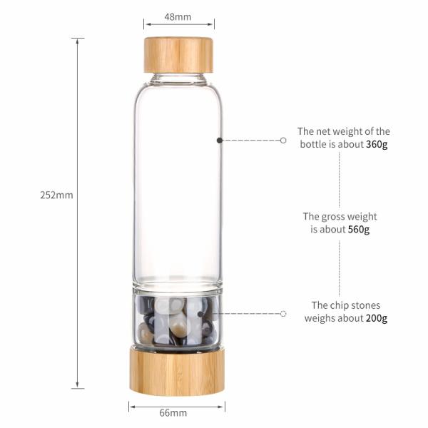 Glass Water Bottle WITH LID for Healing Energy Crystal Bpa Free Gift Set