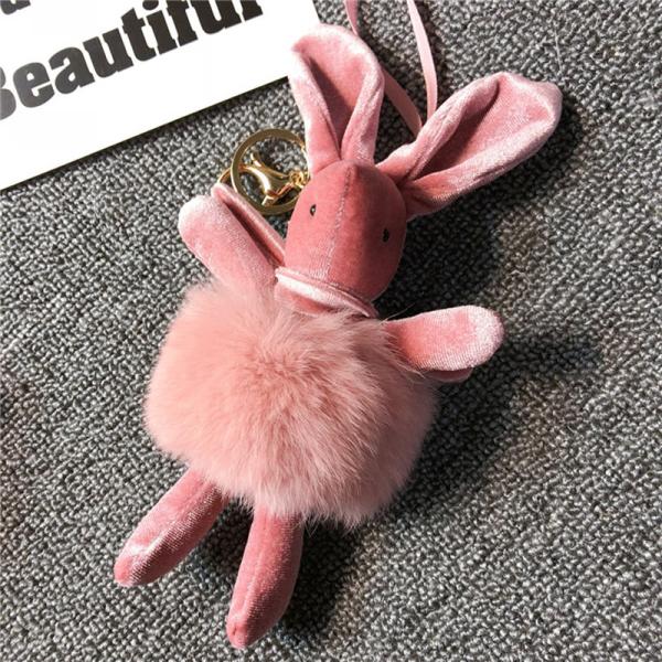 Soft Feeling Kawaii Plush Keychain Pink / Grey Color Mini Size 20G