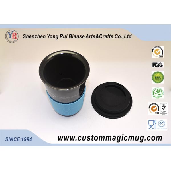 Promotional Gift Porcelain Travel Coffee Mug With Silicone Lid , Starbuck Coffee Mug