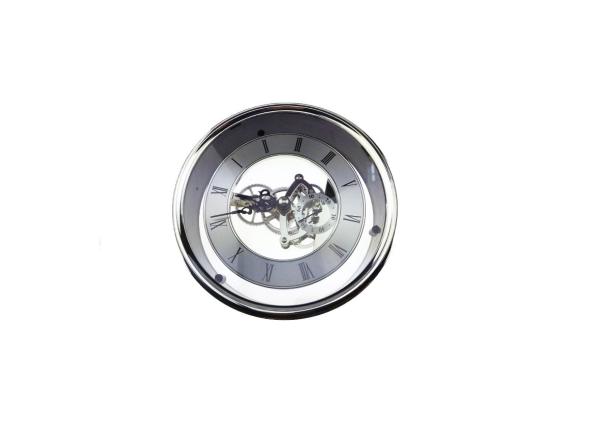 149MM Vintage Stainless Steel Skeleton Clock Small Size Plastic Back Cover