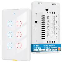 Tuya WiFi Switch Timing 6 Gang Voice App Alexa Google Home Pas de fil neutre WiFi RF433 US Commutateur léger Maison intelligente