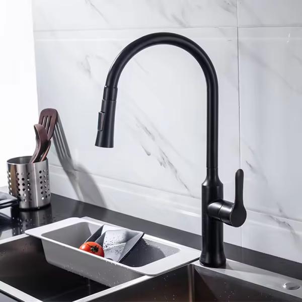 Kitchen Sink Faucet Brass Single Handle Hot Cold Water Mixer Flexible Hose Pull Out Tap