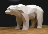 Le blanc a peint la sculpture en ours d'acier inoxydable de longueur de 120cm