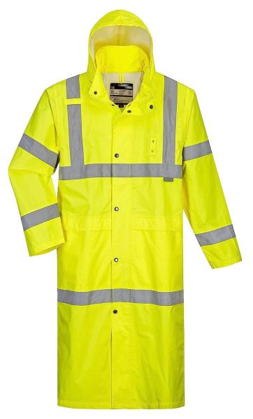 Reflective Raincoat, Classic Raincoat Waterproof Hi Vis Reflective Long Rain Jacket ANSI Class 3 Yellow, 4X-Large