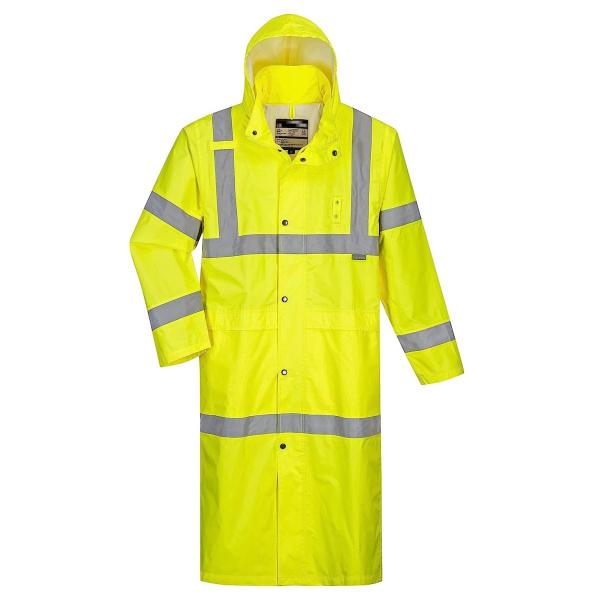 Reflective Raincoat, Classic Raincoat Waterproof Hi Vis Reflective Long Rain Jacket ANSI Class 3 Yellow, 4X-Large