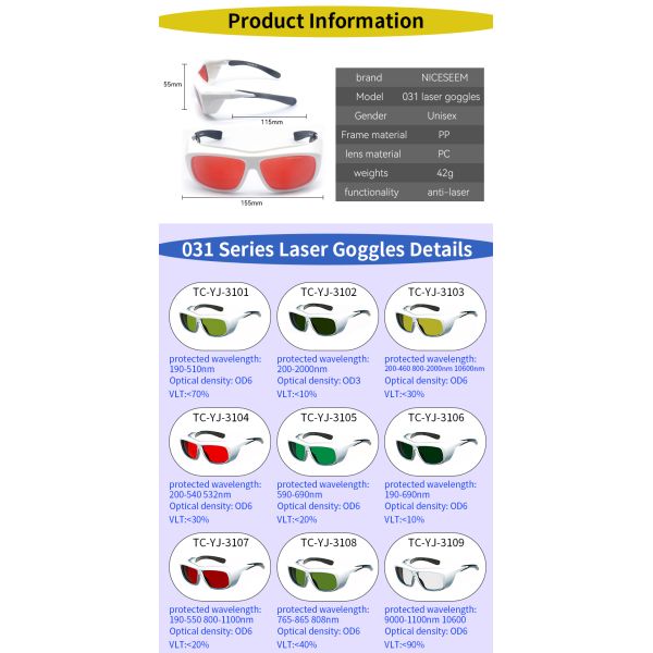 CO2 200nm-2000nm CE EN207 Fiber Cutting Welding Goggles Eye Protection Protective Ipl Hair Removal Goggle Laser Safety Glasses