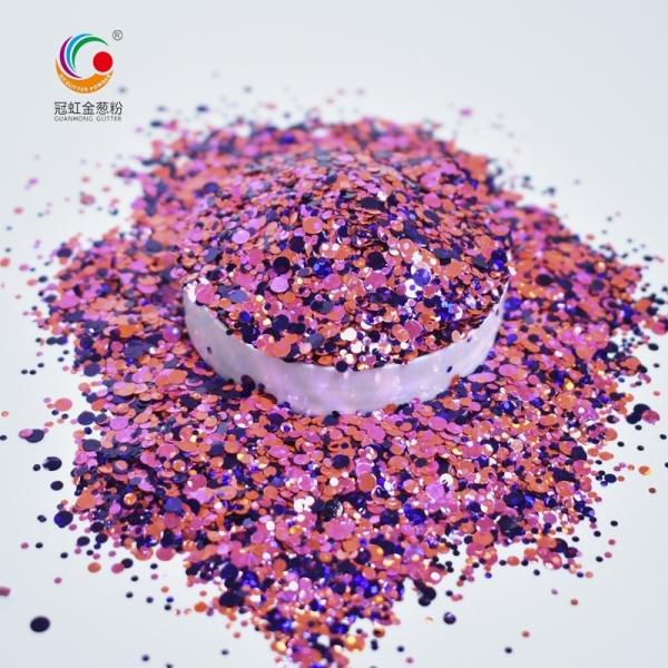 GW002 Bulk Polyester Glitter Chunky Mixed Shapes Starry Glitter Powder for Nail Art Body Decoration Print Method Colors