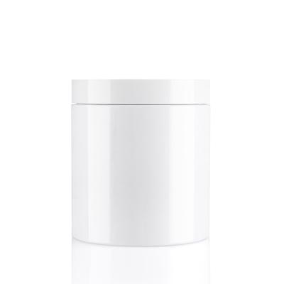 O corpo plástico dos frascos 500ml da boca larga branca reciclável do círculo esfrega frascos de empacotamento