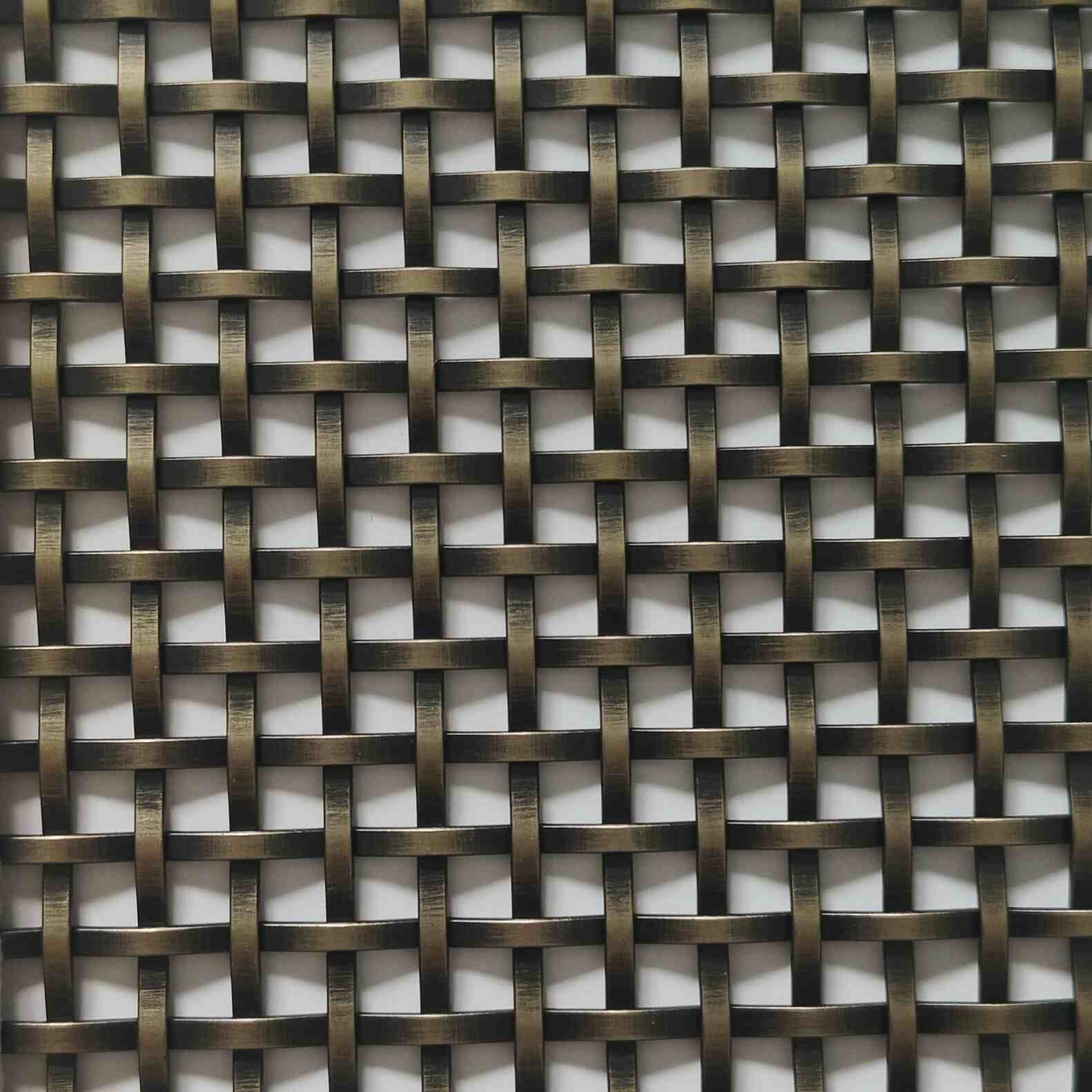 Antique Dark Dense Flat Bar Square Woven Metal Mesh With Compact Right Angle Grids For Decorative Screens