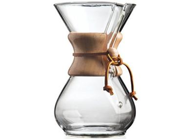 Classic Series Antique Glass Coffee Pots With Wooden Collar Handle / Leather Tie