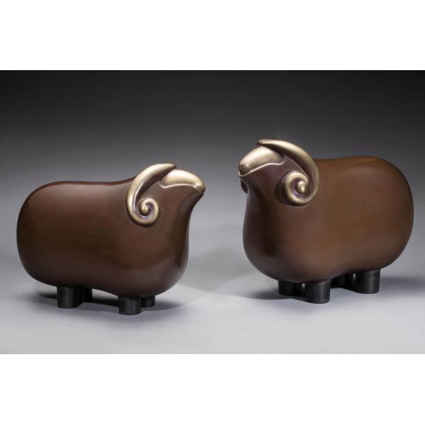 Украшение офиса стиля мультфильма картины Брауна статуй латунных овец крытое животное