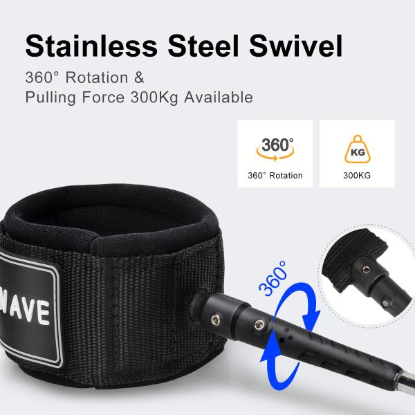 Single Layer Padded Wrist Strap Surfboard Leash for Wind Surfing and Kite Surfing