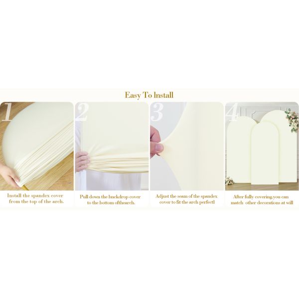 3 Piece Ivory Arch Covers ,Spandex Arch Backdrop Cover for Wedding、 Baby Shower 、Birthday Party 