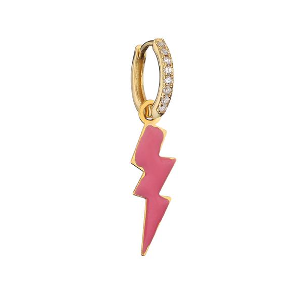 CZ Lightning Bolt Hoop Earrings OEM Classic Gold Plated Enamel Earring