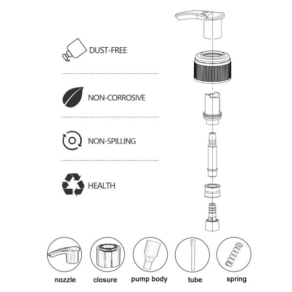 24/415 Lotion Dispenser Pump Plastic 1.2CC 1.5CC Left - Right Lock For Shampoo