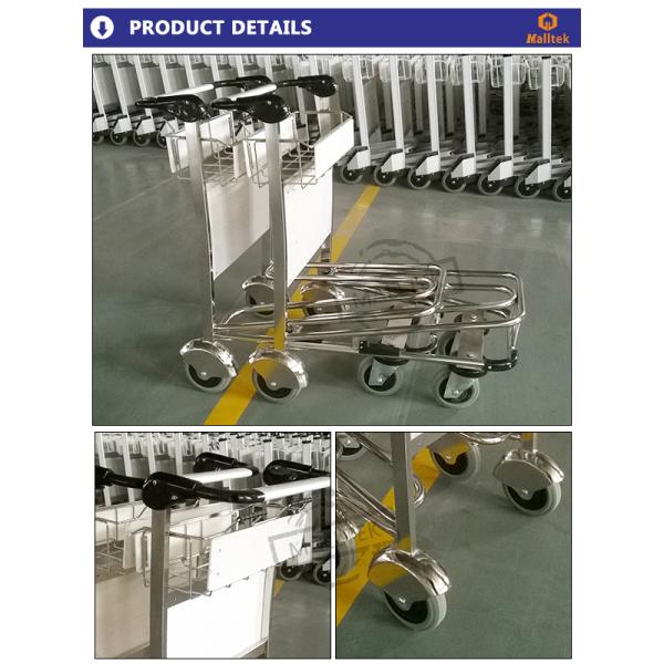Stainless Steel Airport Luggage Trolley For Intermational Airport Using With Double Layer