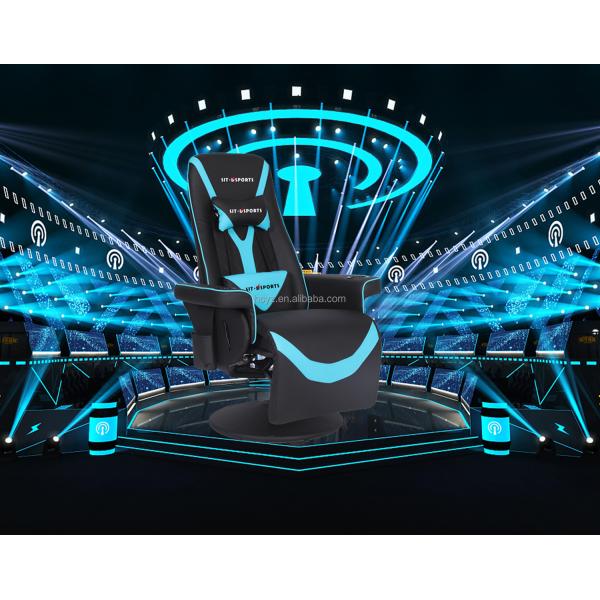 Luxury Black/Blue Racing Style Gaming Sofa with Cup Holder LED Lighting and Footrest