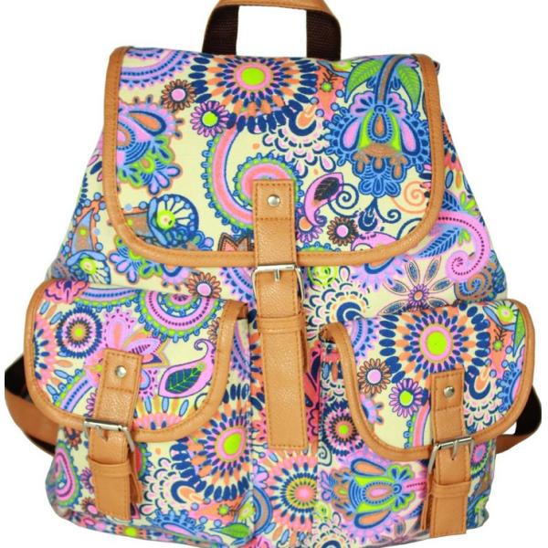 Female new national wind canvas shoulder bag backpack schoolbag shoulder bag Students