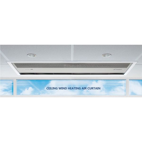 Rideau d'air thermique de plafond encastré avec barrière chauffante et refroidissement ou chauffage par ventilateur
