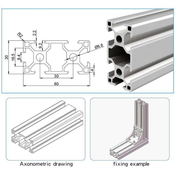 30*60 China Manufacturer silver Industrial Aluminium Profile Light Aluminium Extrusion