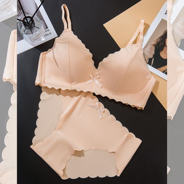 Women Wire Free Bra With Panty Set High Quality Seamless Lingerie Panties With Bra Set Women